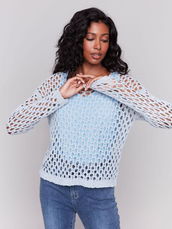 Charlie B Fancy Yarn Fishnet Sweater Denim – Village Vogue