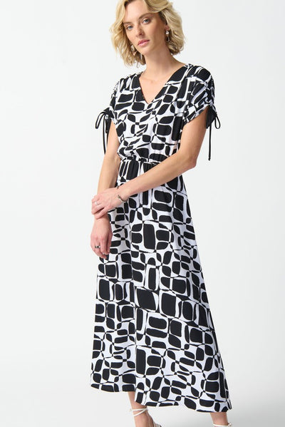 Joseph Ribkoff Shirred Sleeve Midi Dress Style 242100 Front