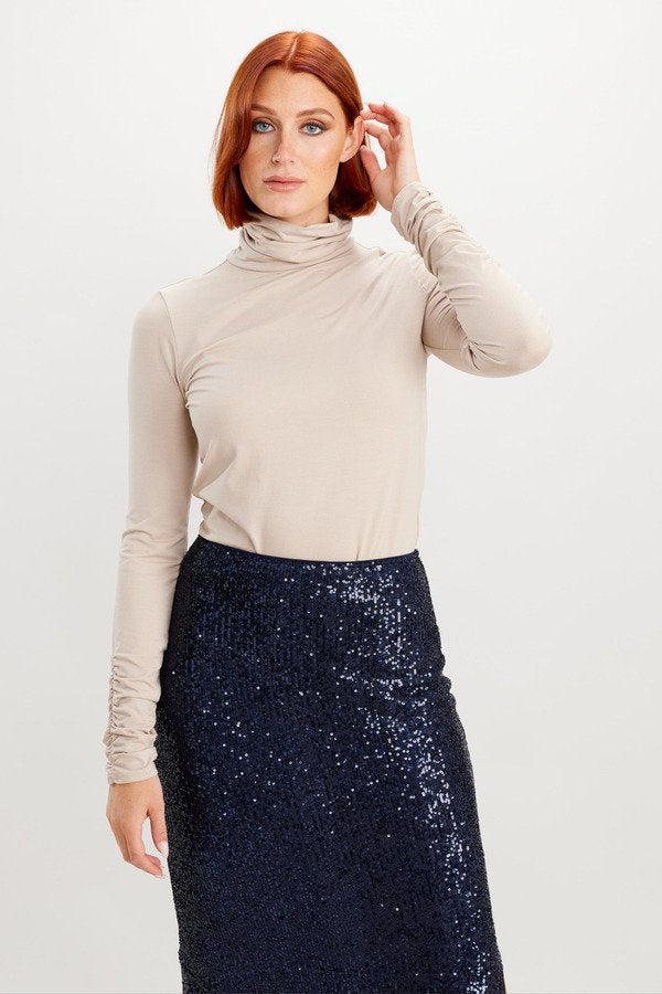 Sequin Pencil Skirt Style 234259 Midnight Blue Front.