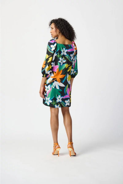 241251-Floral-Print-Satin-Dress-Pose-Back