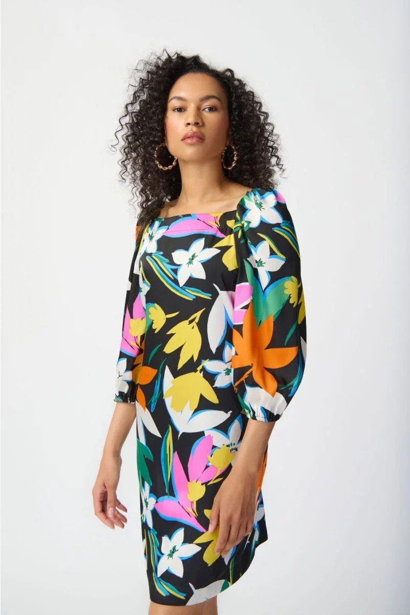 241251-Floral-Print-Satin-Dress-Pose-Side