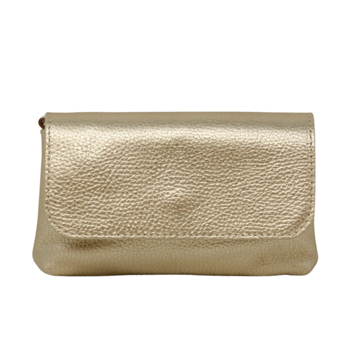 Germán Fuentes Leather Crossbody Clutch Gold