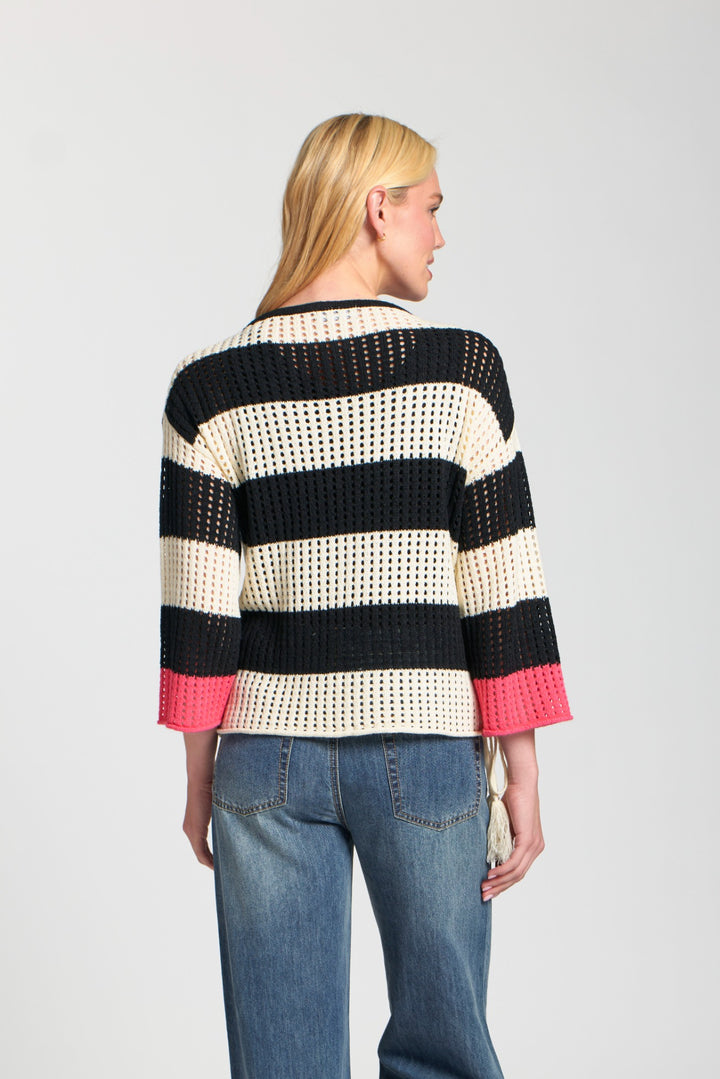 APNY Stripe Modern Crochet Tape Yarn Sweater 6