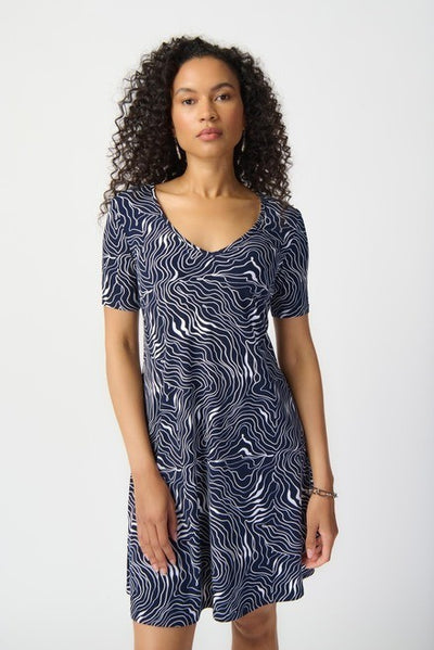 Joseph Ribkoff Abstract Print A-line Dress Style 241293 Front