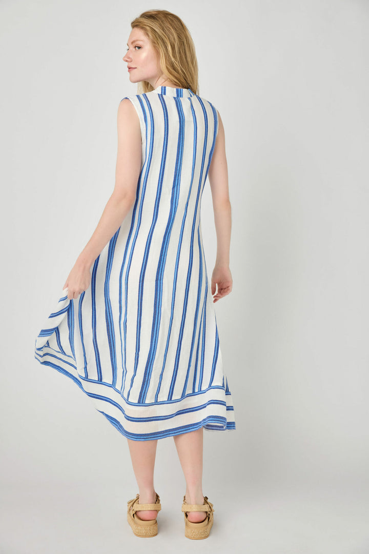 Amaya Brandi Blue Stripe Sleeveless Dress 3
