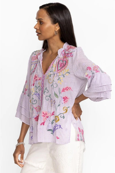 Ashlee Ruffle Sleeve Embroidered Blouse Side.