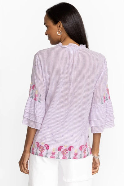 Ashlee Ruffle Sleeve Embroidered Blouse Back.