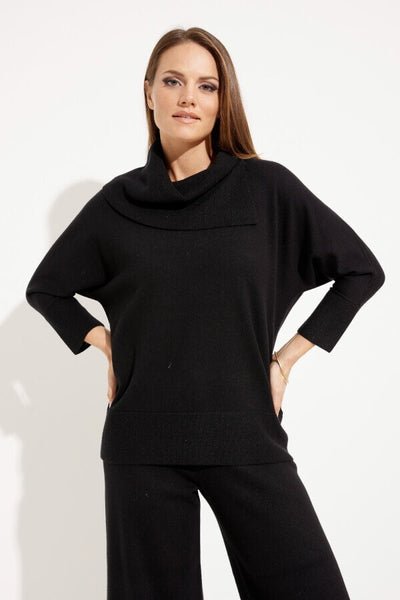 Asymmetrical Neckline Top Style 233955 Black Front.