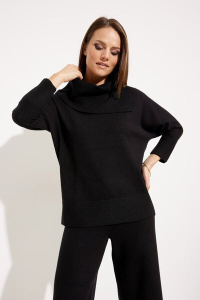 Asymmetrical Neckline Top Style 233955 Latte Melange Neck Detail.