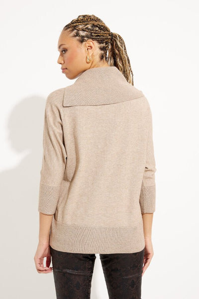 Asymmetrical Neckline Top Style 233955 Latte Melange  Back.