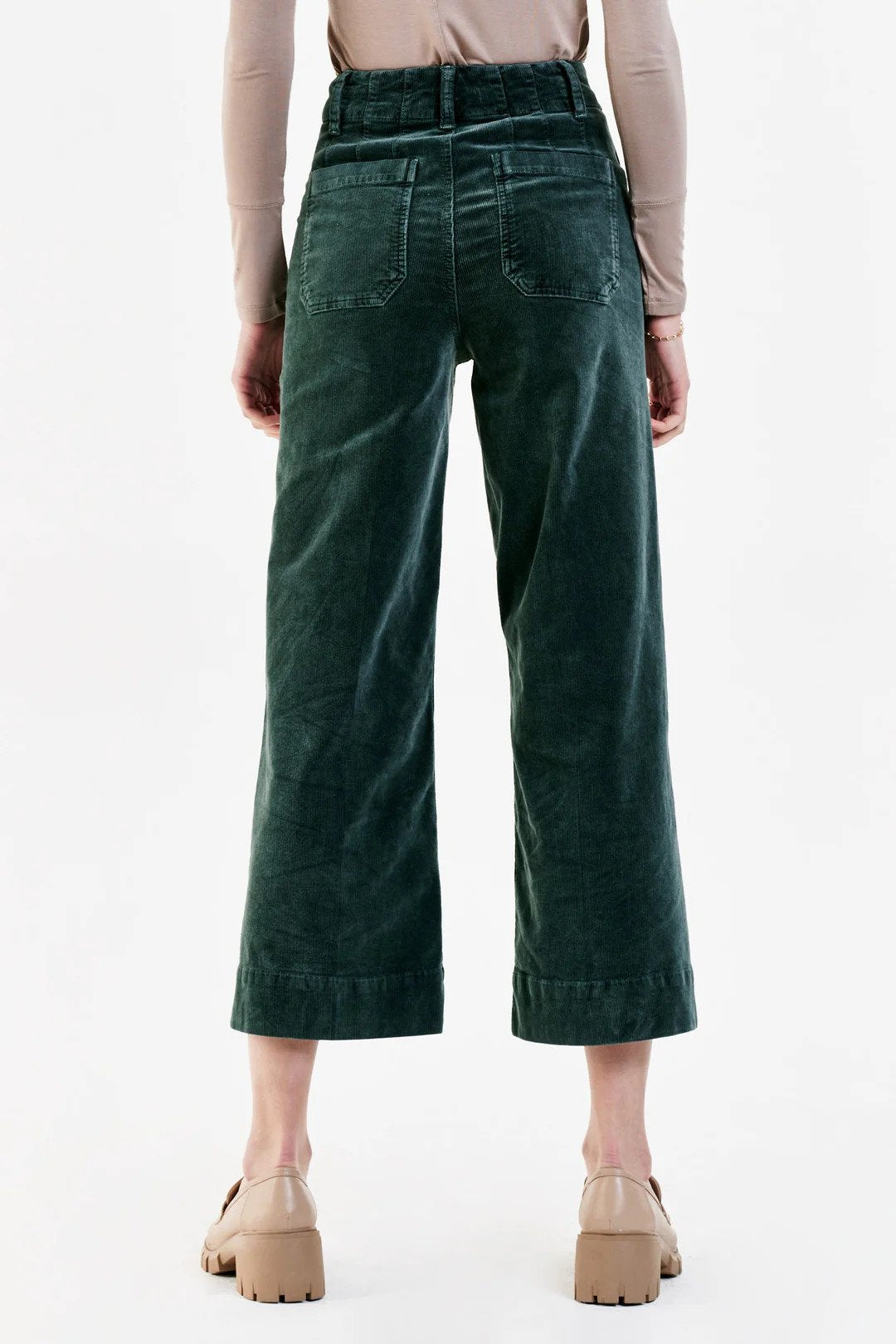 Audrey Super High Rise Cropped Wide Leg Pants Ponderosa Pine Back.