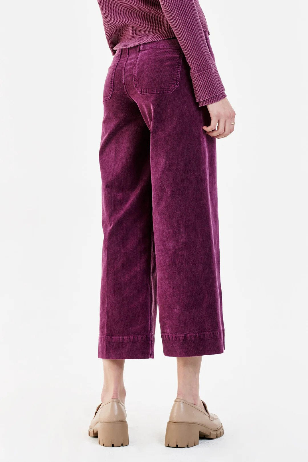 Audrey Wide Leg Corduroy Pant Purple Potion Back.