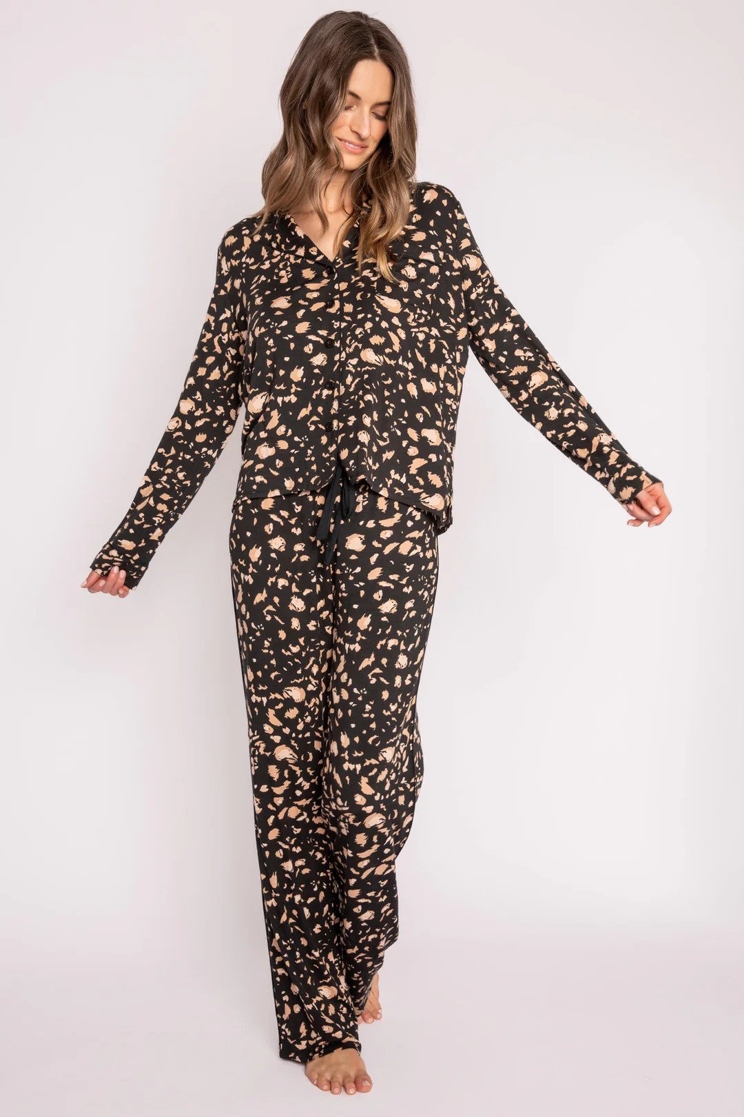 Black Cheetah PJ Set Walking.