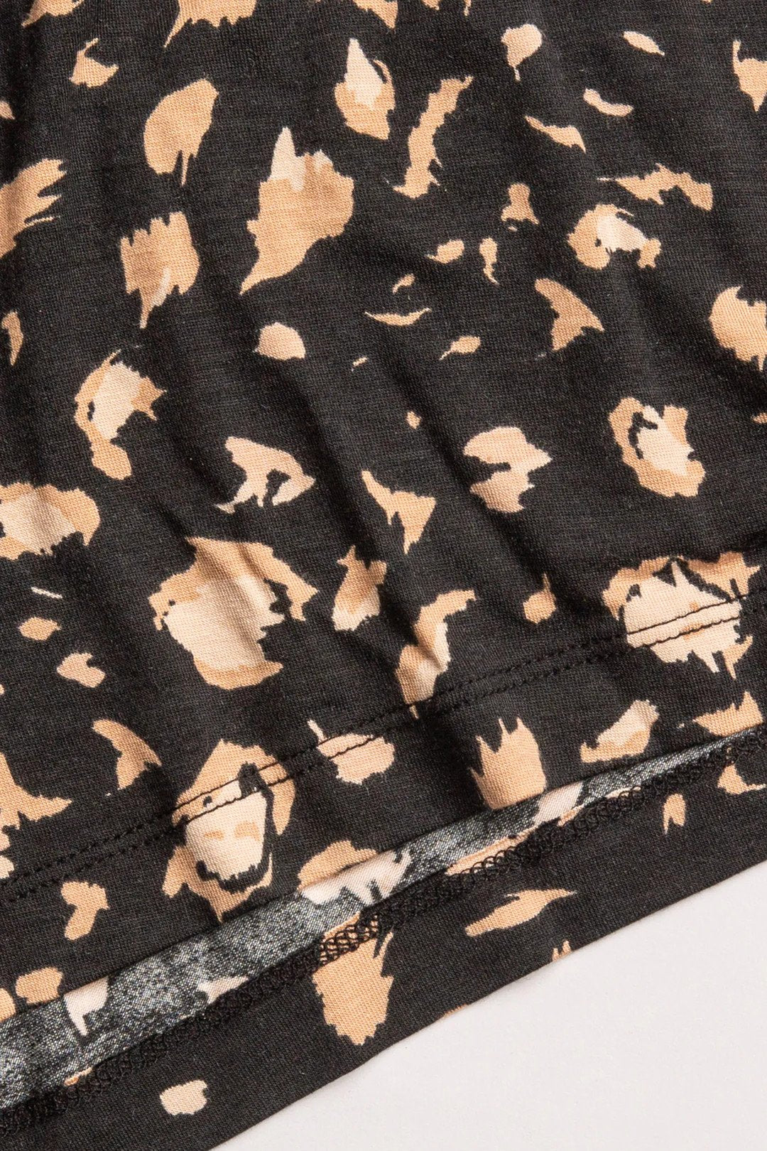 Black Cheetah PJ Set Hem Detail.