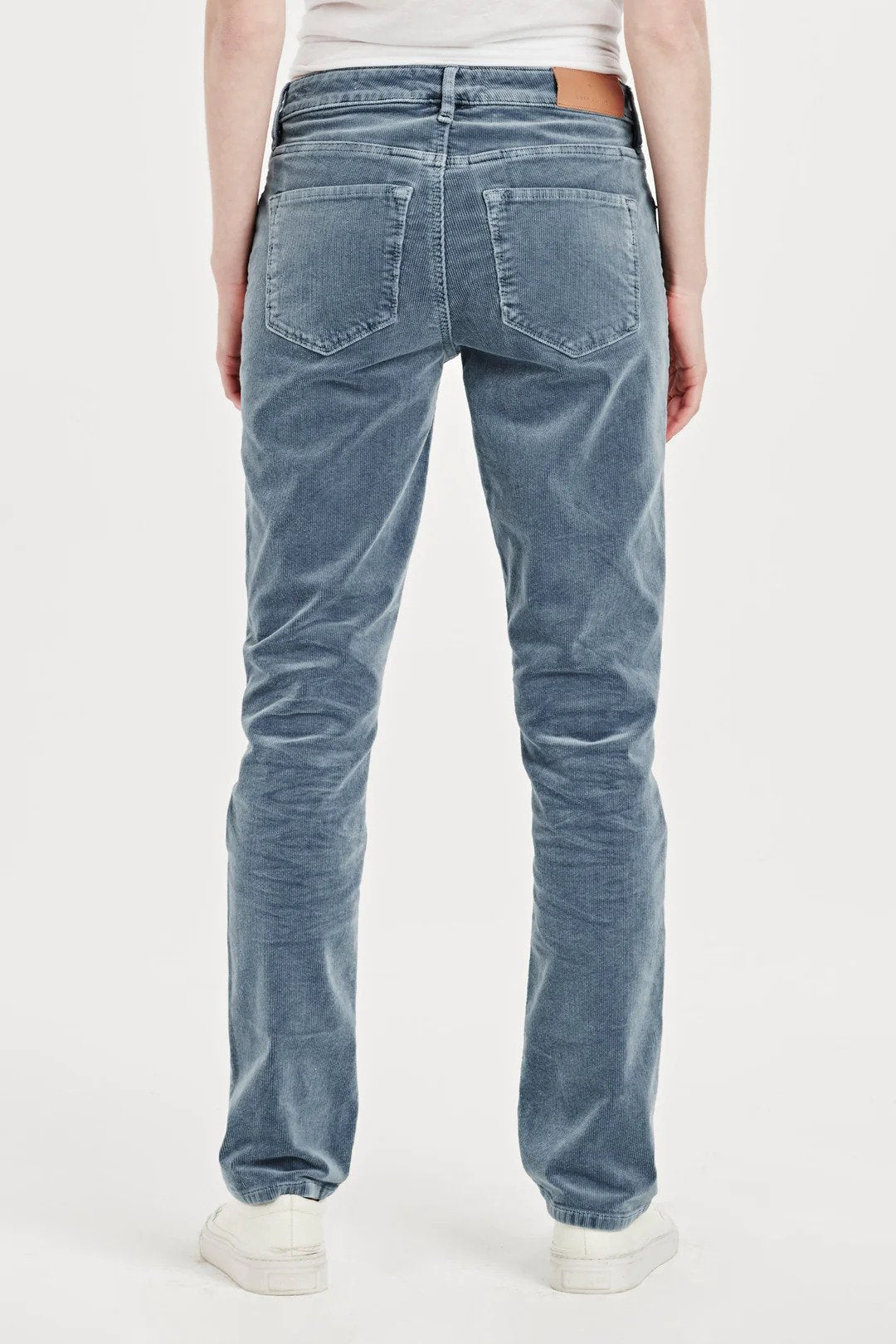 Blaire High Rise Corduroy Pants Dusty Blue Back.