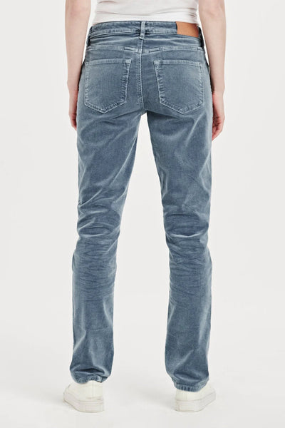 Blaire High Rise Corduroy Pants Dusty Blue Back.