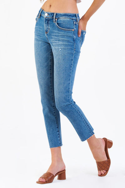 Blaire High Rise Ankle Slim Straight Jeans Seal Beach Side detail.