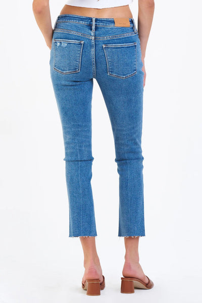 Blaire High Rise Ankle Slim Straight Jeans Seal Beach Back.