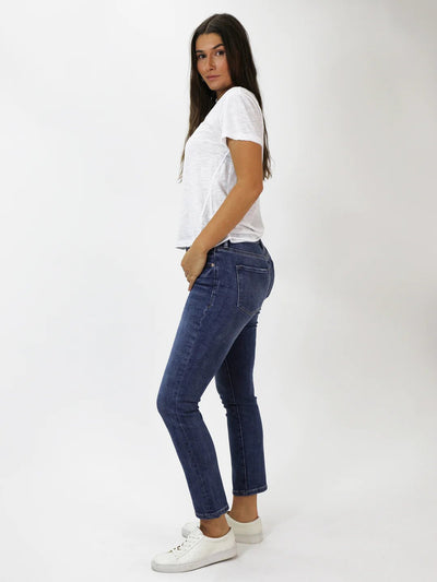 Blaire High Rise Ankle Slim Straight Jeans South Bay Full Side.