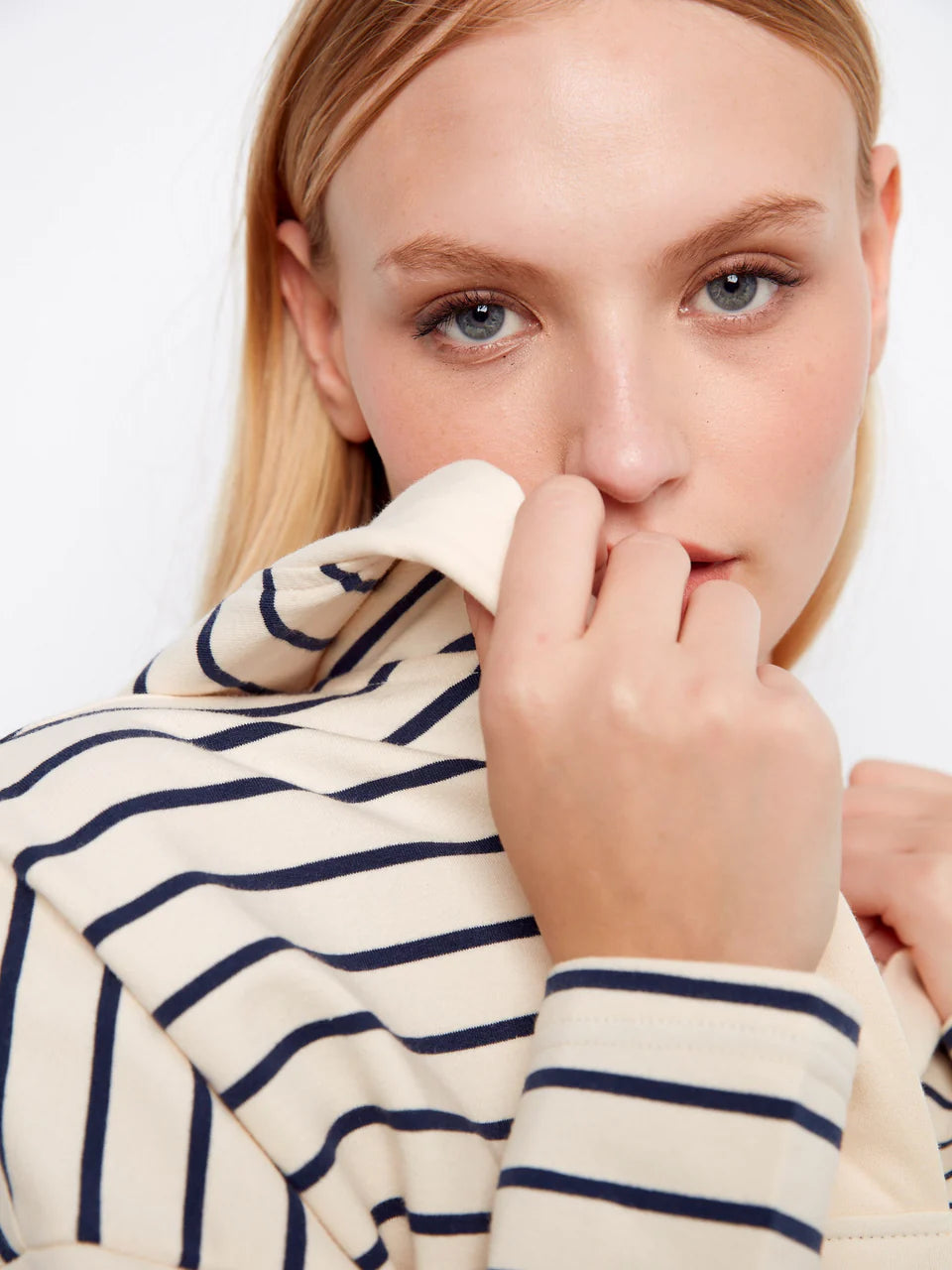 Charlie B V-Neck Striped Hoodie - Navy 3