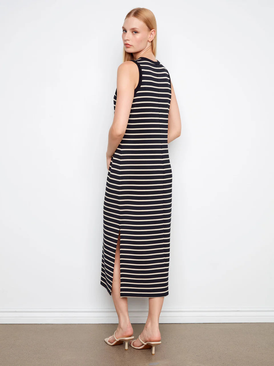 Charlie B Sleeveless Striped Scuba Dress - Black 5