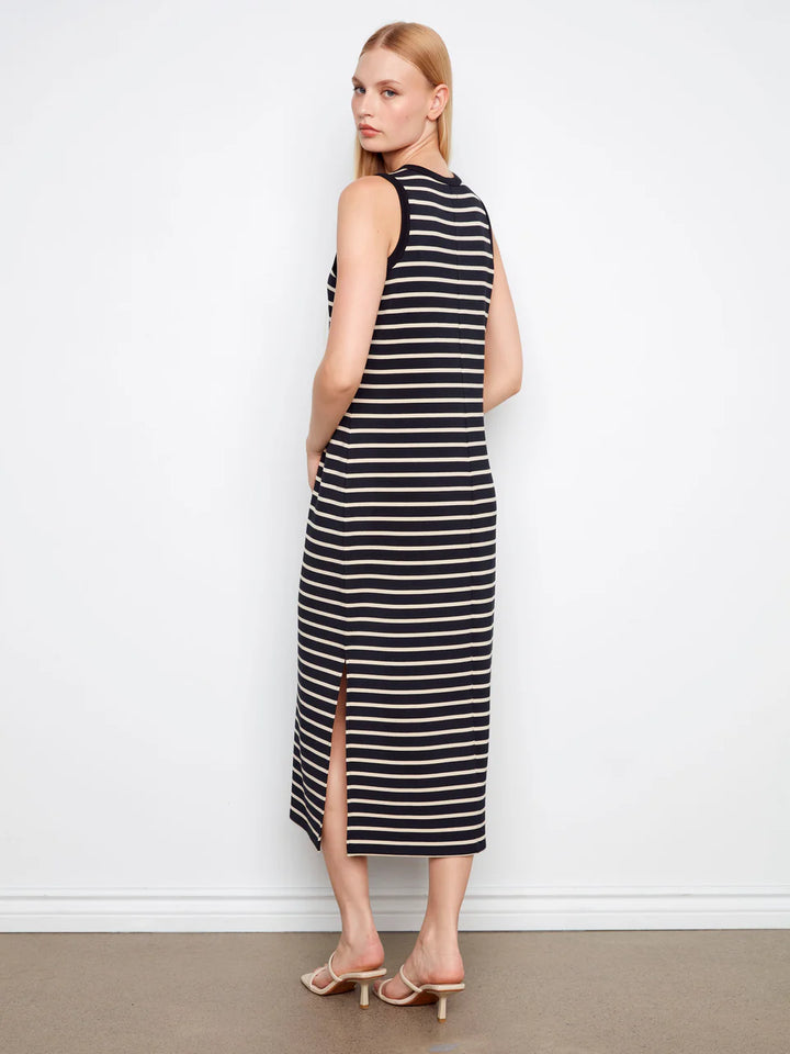 Charlie B Sleeveless Striped Scuba Dress - Black 5