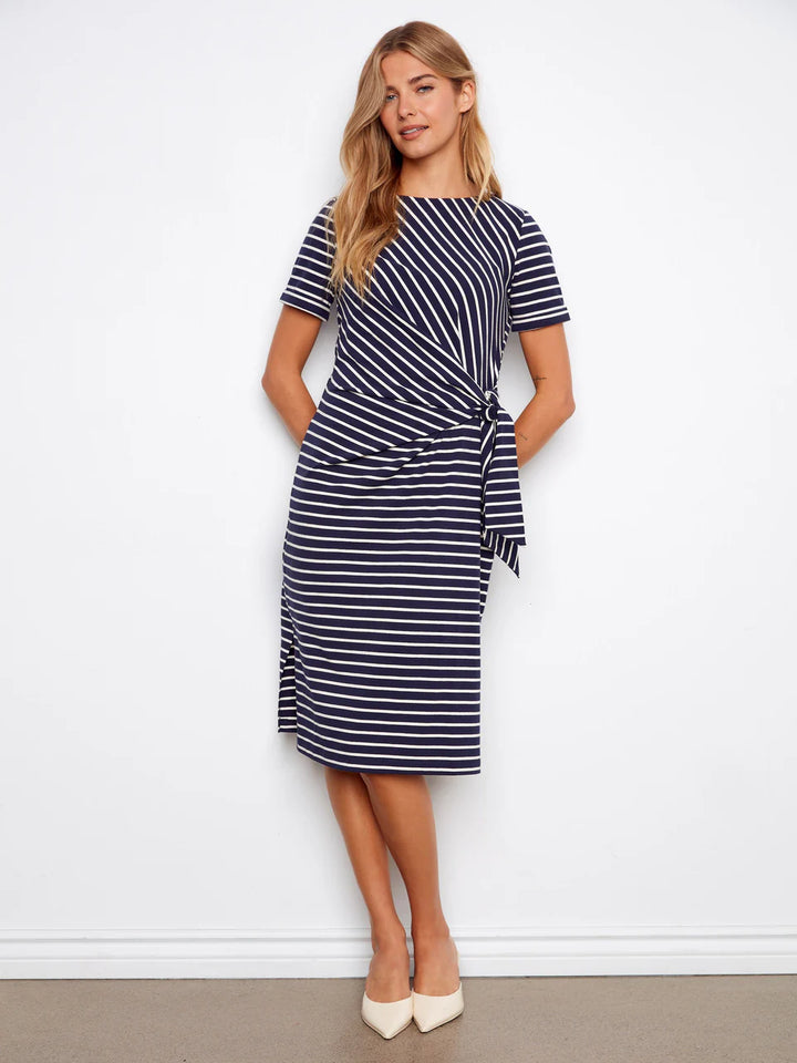 Charlie B Striped Cotton Boat Neck Dress