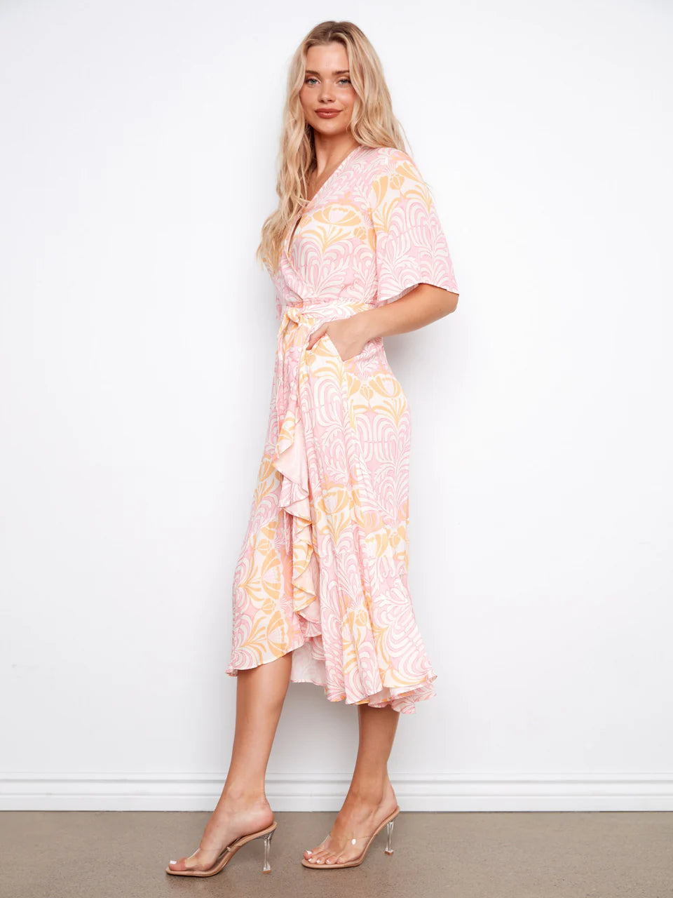 Charlie B Printed Faux Wrap Dress With Belt - Maeva 2