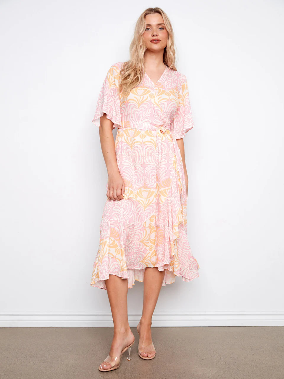 Charlie B Printed Faux Wrap Dress With Belt - Maeva 3