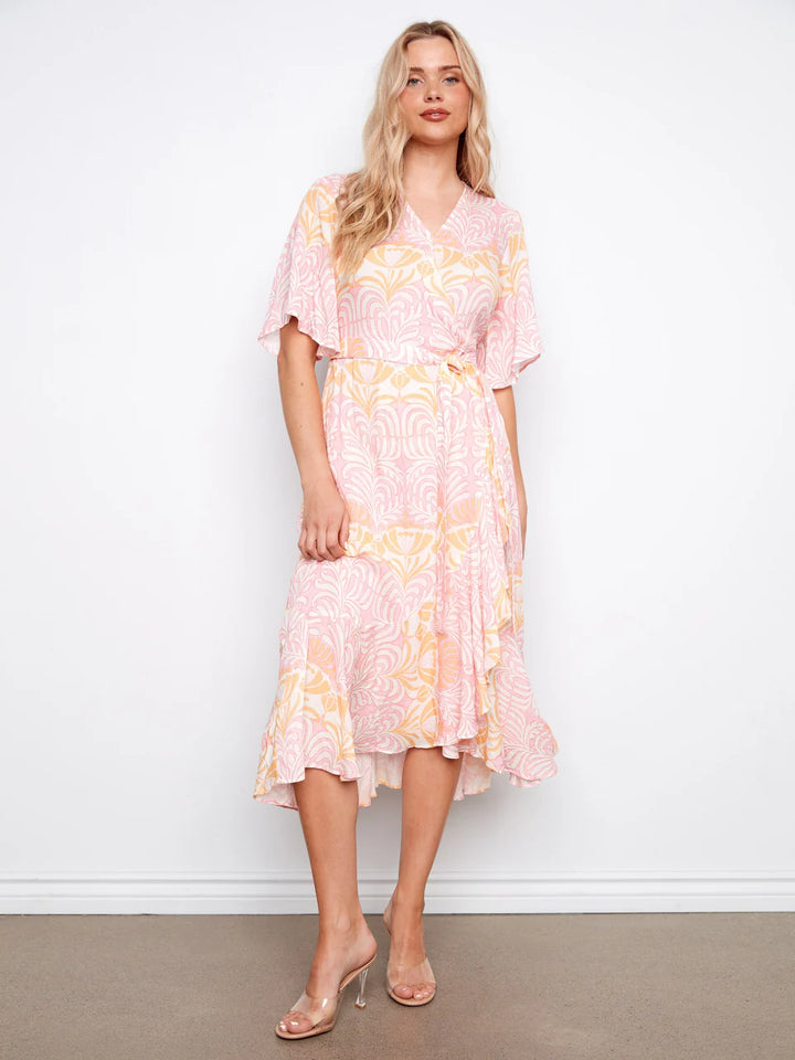 Charlie B Printed Faux Wrap Dress With Belt - Maeva 3