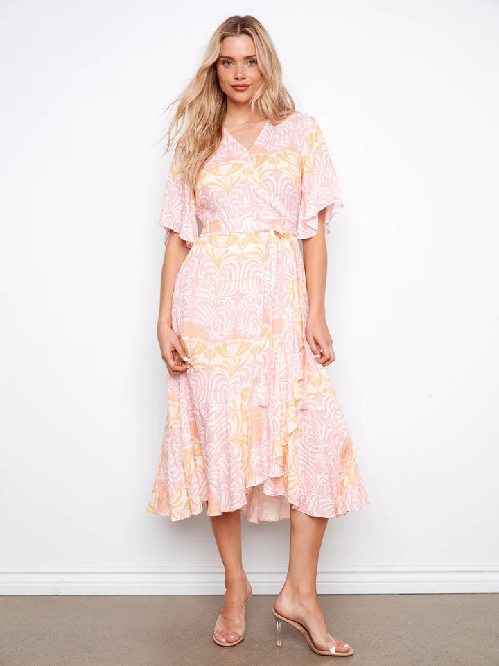 Charlie B Printed Faux Wrap Dress With Belt - Maeva 5