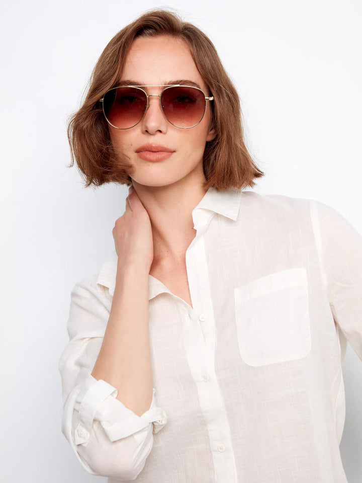 Charlie B Cotton Button-Up Shirt - White 2