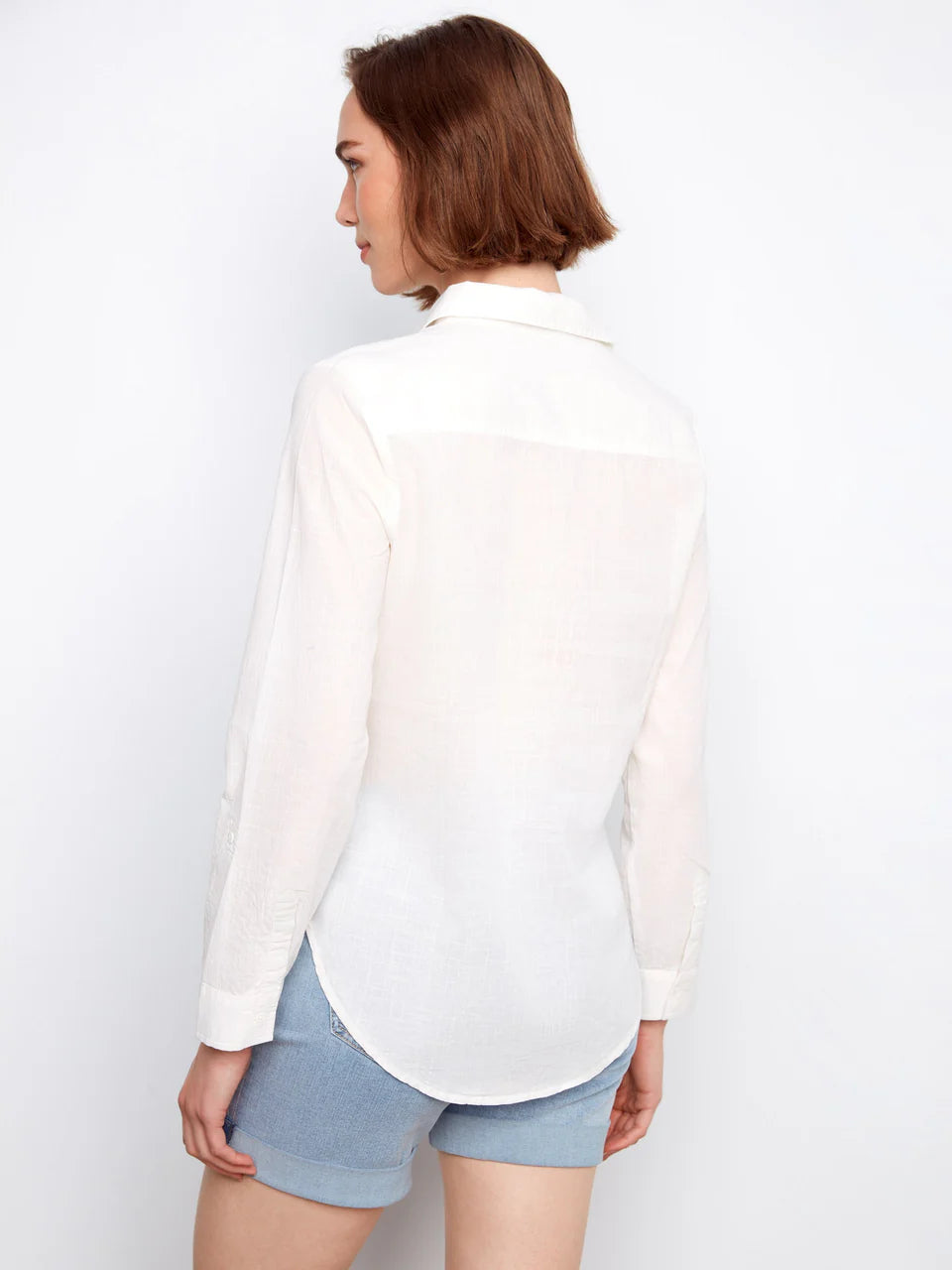 Charlie B Cotton Button-Up Shirt - White 6