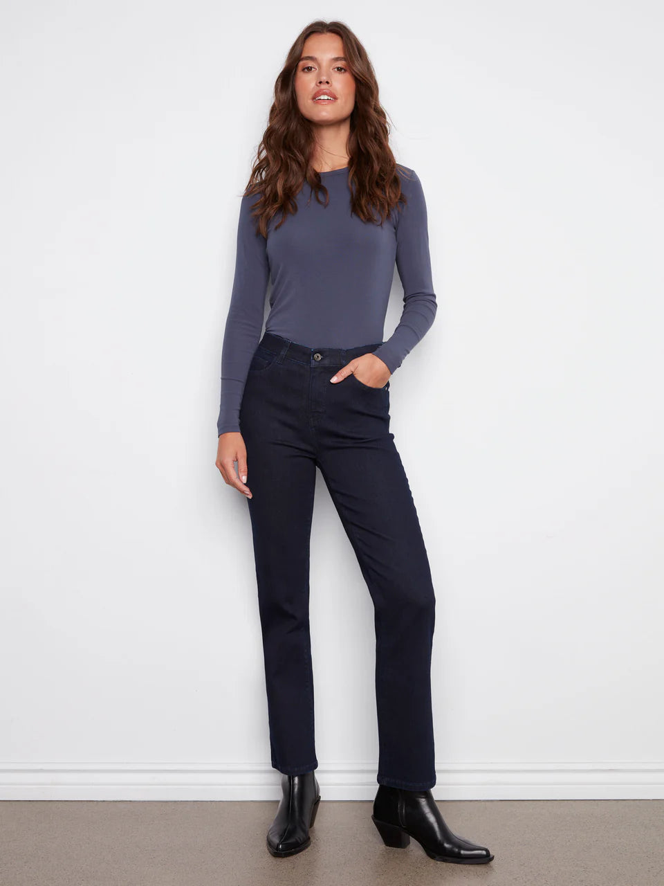 Charlie B Straight Leg Jeans - Blue Black 1