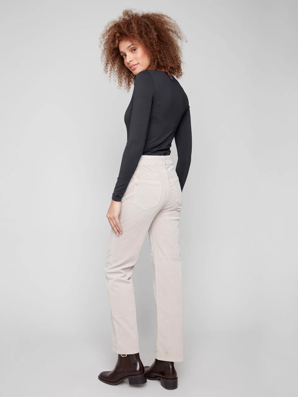 Charlie B Straight Leg Corduroy Pants - Oat 4
