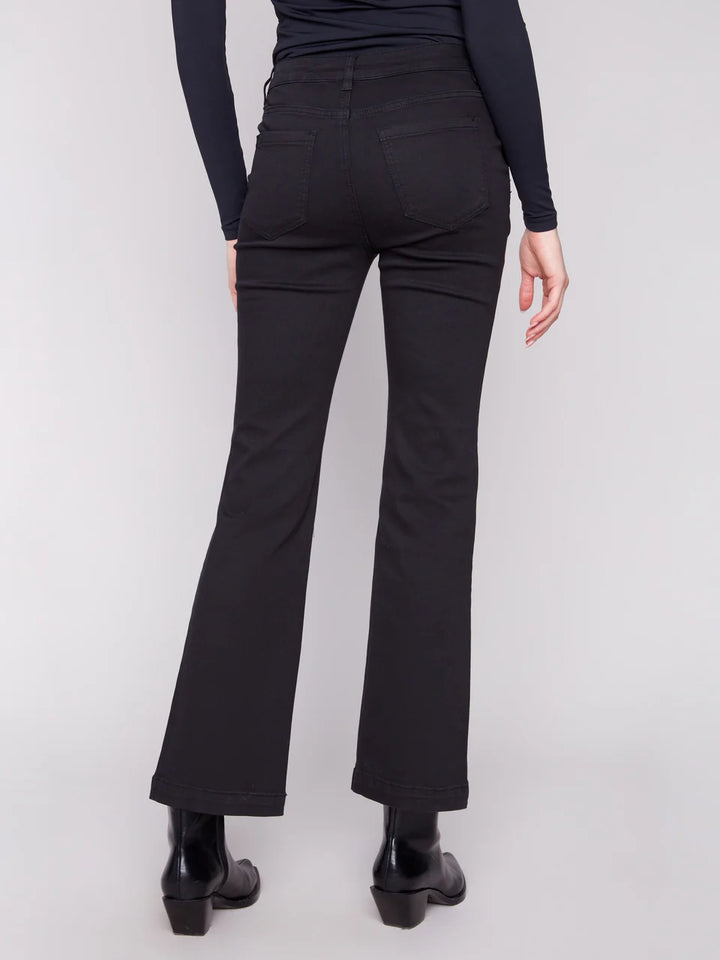Charlie B Flare Leg Stretch Twill Pants With Buttons 5