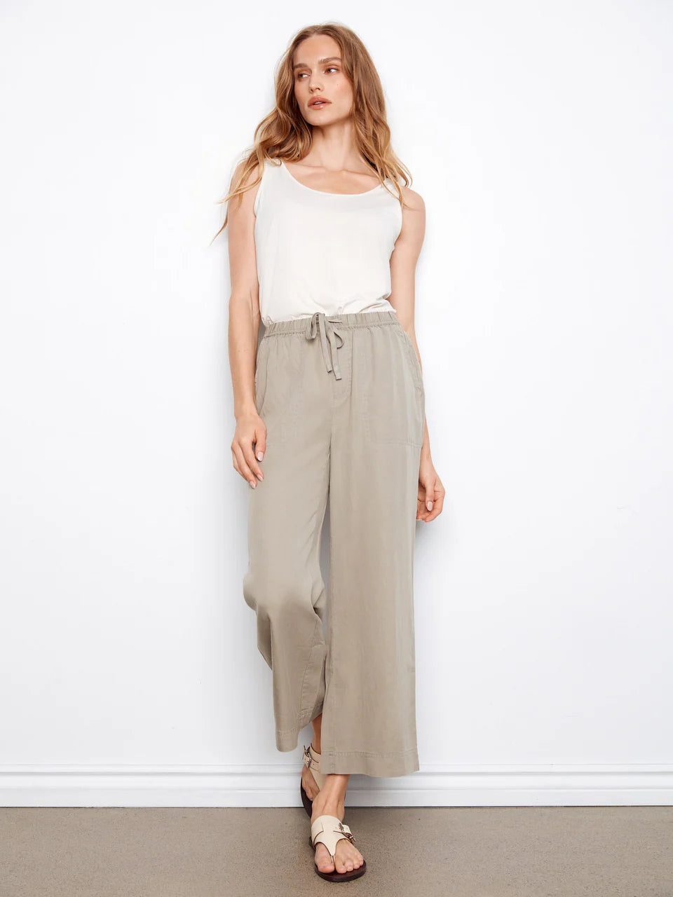 Charlie B Tencel Wide Leg Jogger Pants - Sage 1
