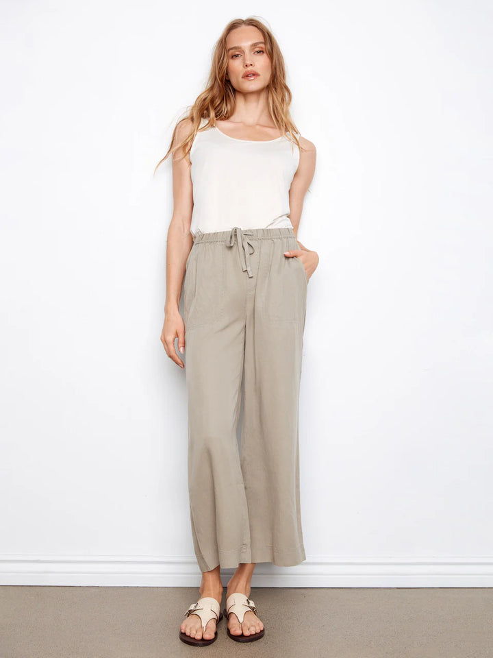 Charlie B Tencel Wide Leg Jogger Pants - Sage 4