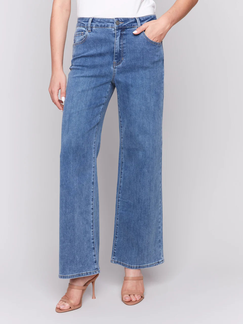 Chloe Wide Leg Jeans - Medium Blue 1