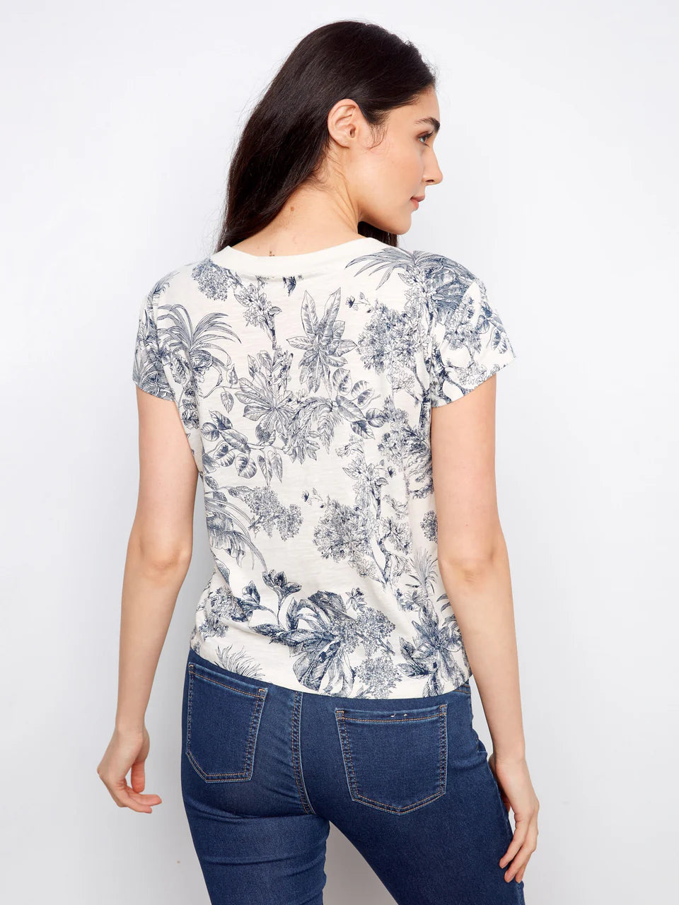 Charlie B Organic Cotton Drop Shoulder V-Neck T-Shirt Versailles 5