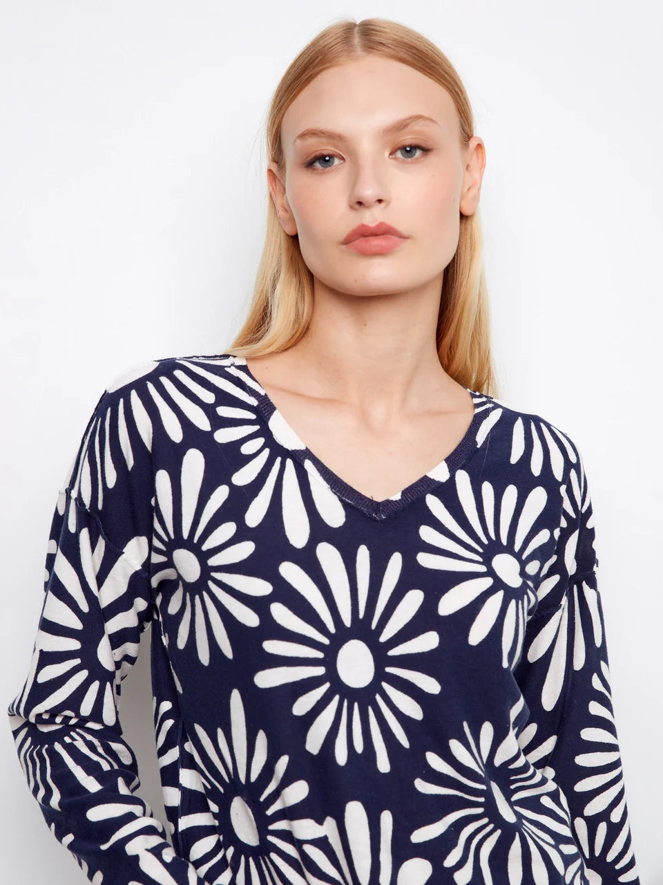 Charlie B Reversible Printed V-Neck Sweater - Nautic 4