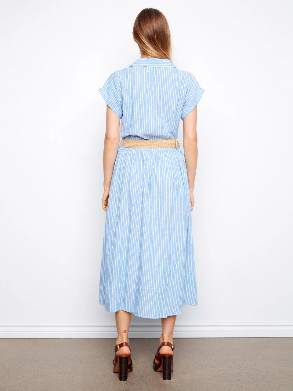 Charlie B Striped Linen Blend Maxi Dress With Belt - Bluebell  Village  Vogue
