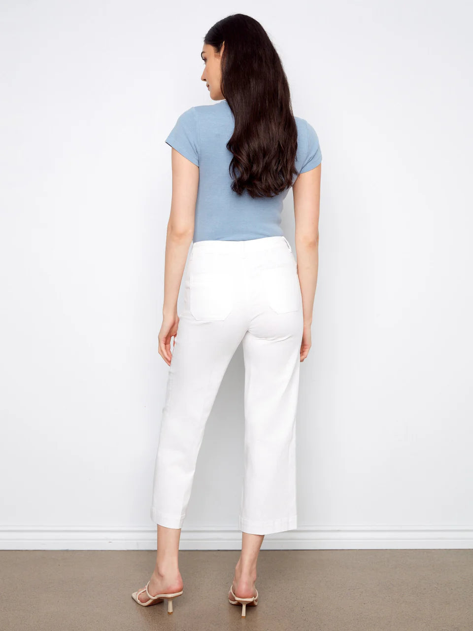 Charlie B Cropped Wide Leg Stretch Twill Jeans white 5