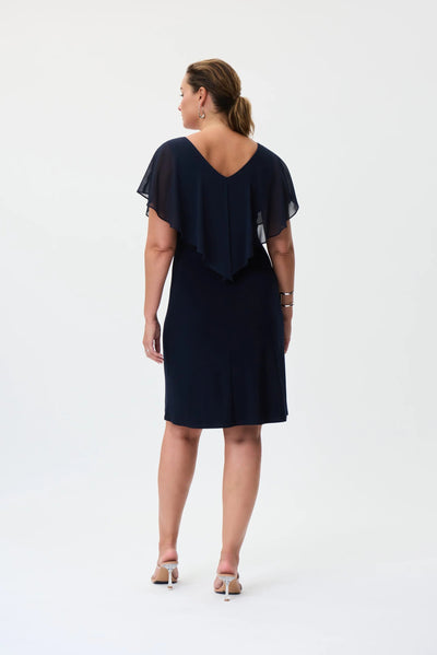 Chiffon Overlay Dress Style 232240 Black Back.