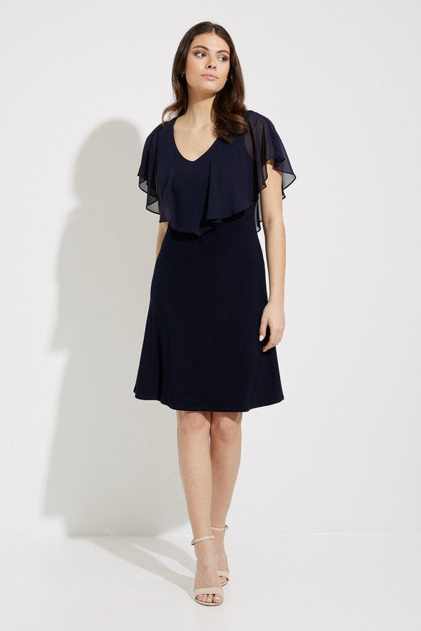 Chiffon Overlay Dress Style 232240 Midnight Blue Walking.