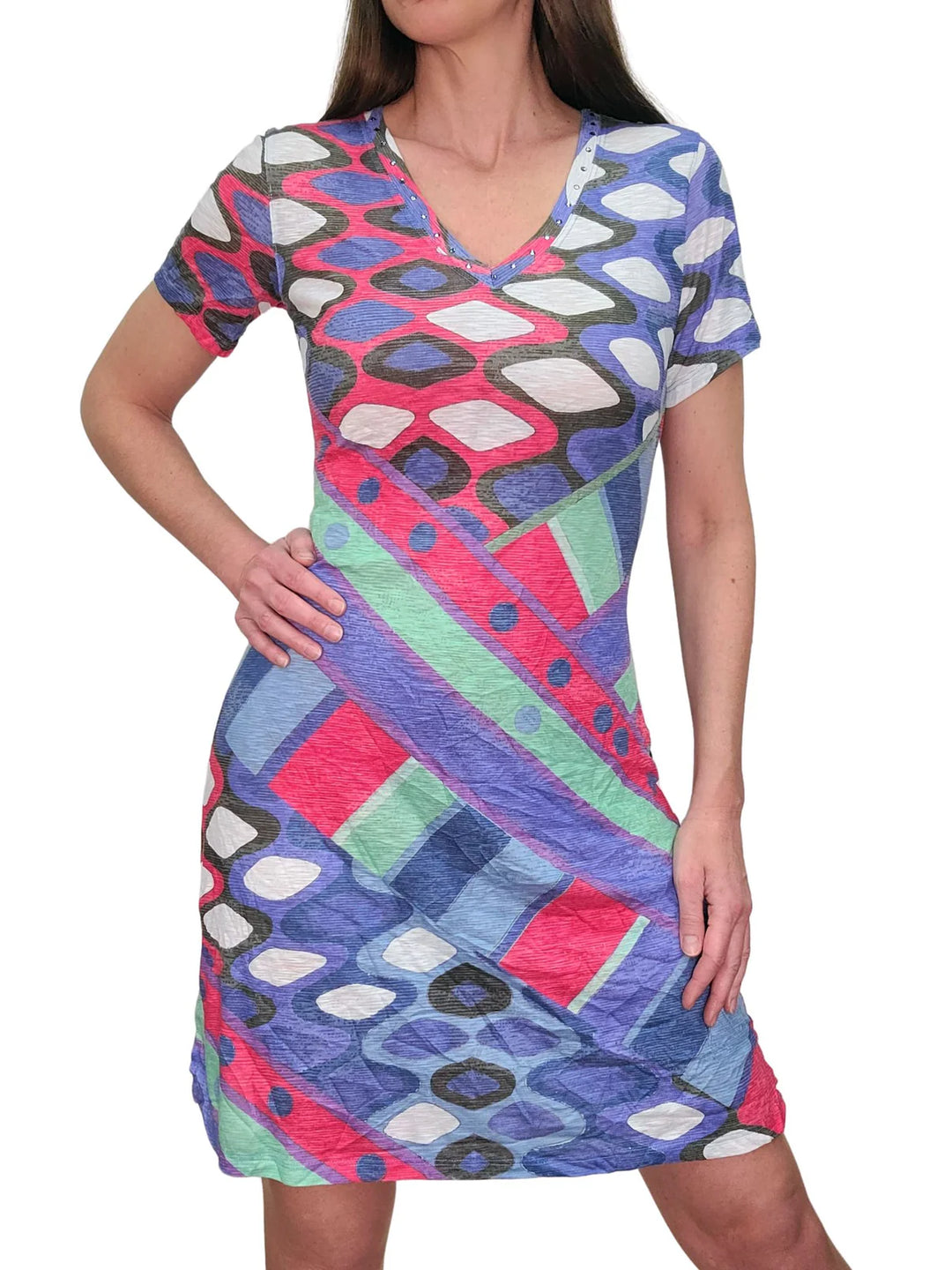 David Cline Crushed 'Art' V-Neck Dress