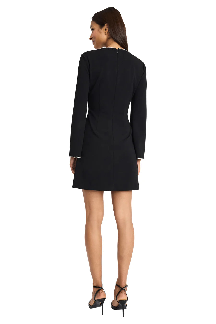 Donna Morgan Rhinestone-Trim Fit & Flare Mini Dress Village Vogue Donna Morgan Rhinestone-Trim Fit & Flare Mini Dress Village Vogue