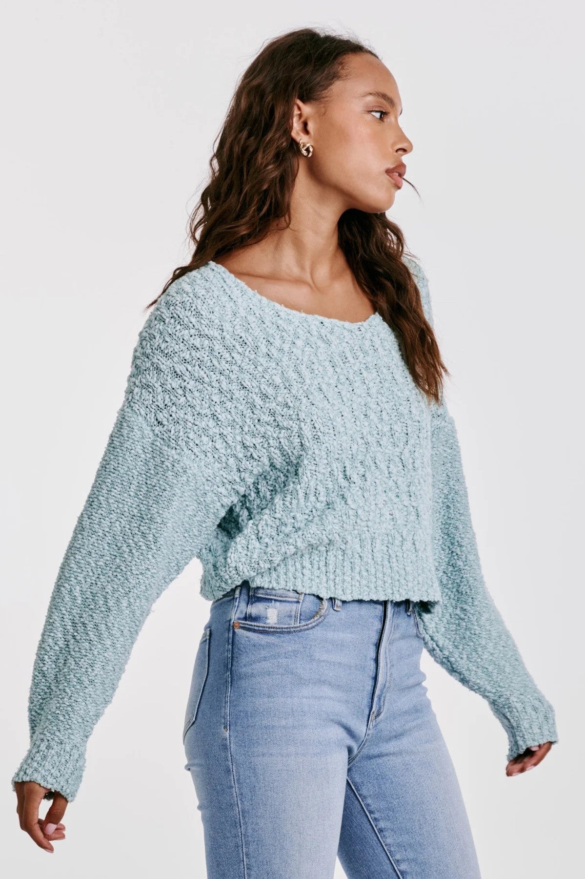 Lexi Drop Shoulder Sweater Sea Foam Side