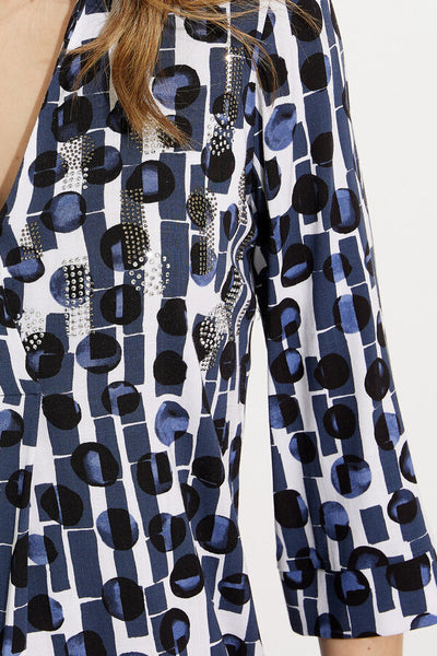 Embellished Abstract Print Shirt Dress Style 232122 C lose-up Detail.