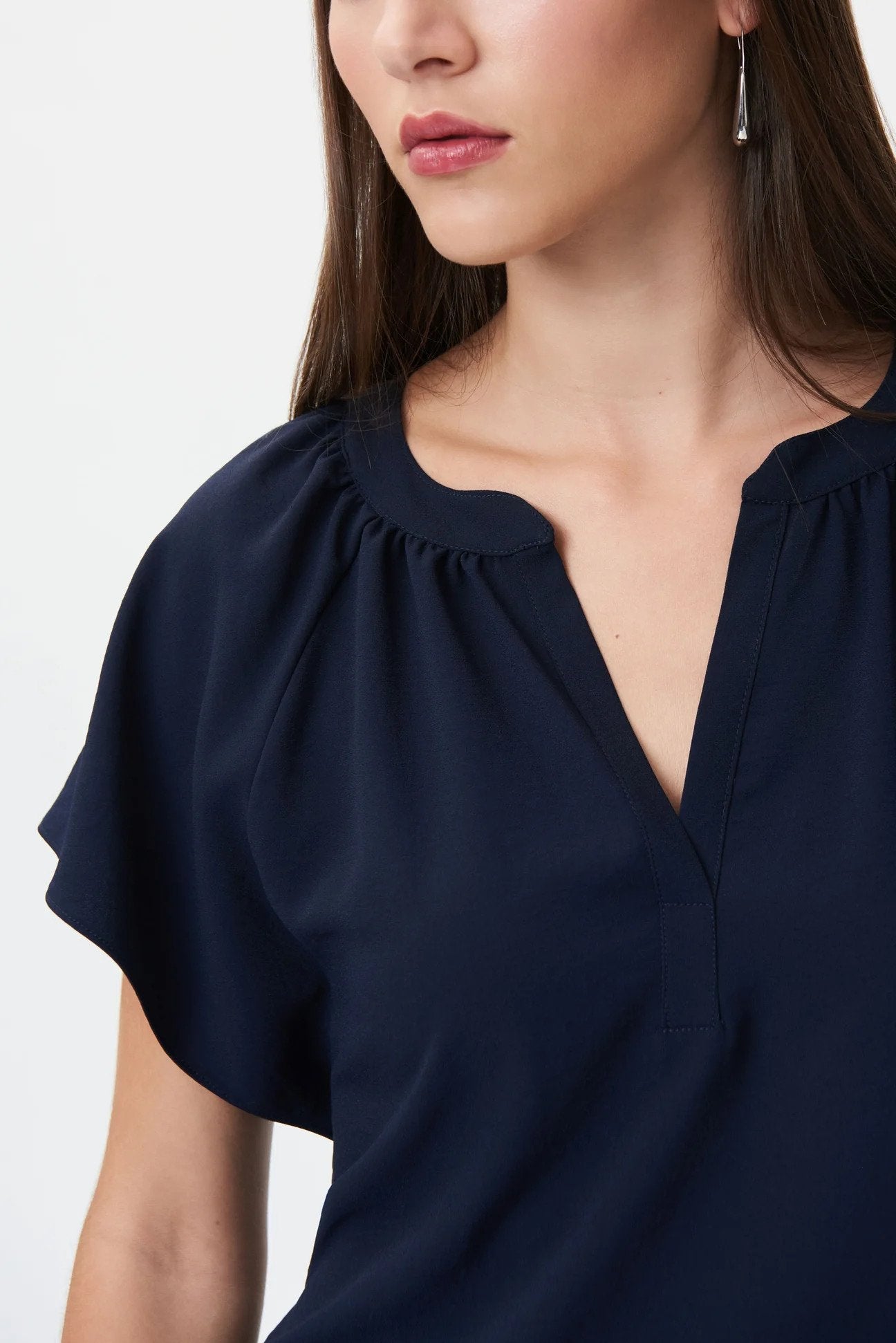 Flared Split Neck Top Style 232023 Close-up.